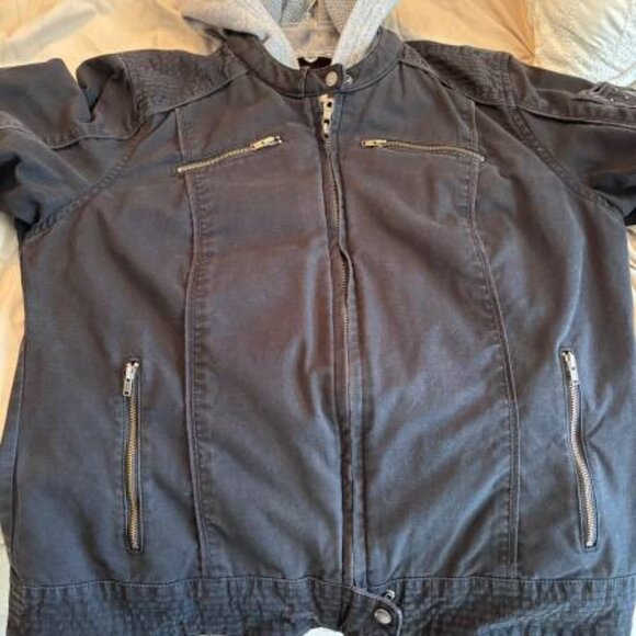 Ladies Harley Davidson Black Cotton 2 in 1 Jacket w/Removable Gray Vest LARGE - Picture 7 of 9